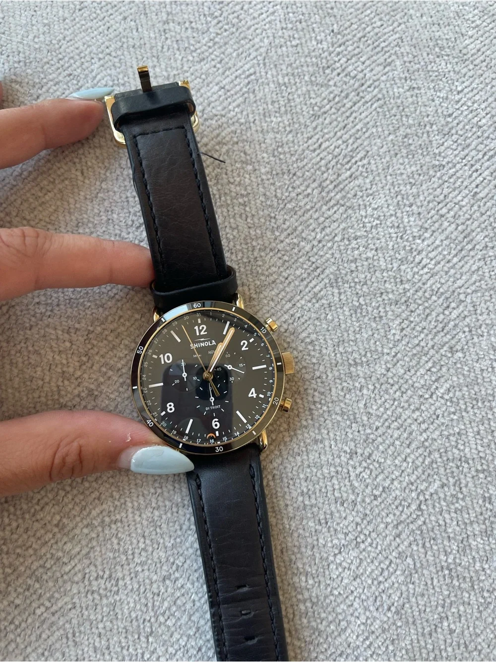 Shinola Canfield Sport Chronograph Watch - Black & Gold * Needs new battery